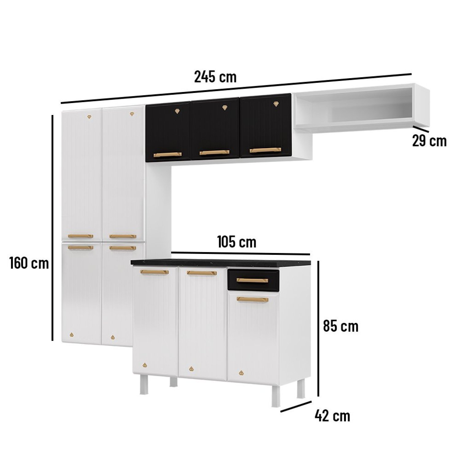 Cozinha de Aço Compacta 4 Peças 10 Portas 1 Gaveta Diamante Smart  - 3