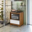 Ver imagem 1 de Balcão para Cooktop 4 Bocas com Gavetão Notável 3110 Freijó e Branco