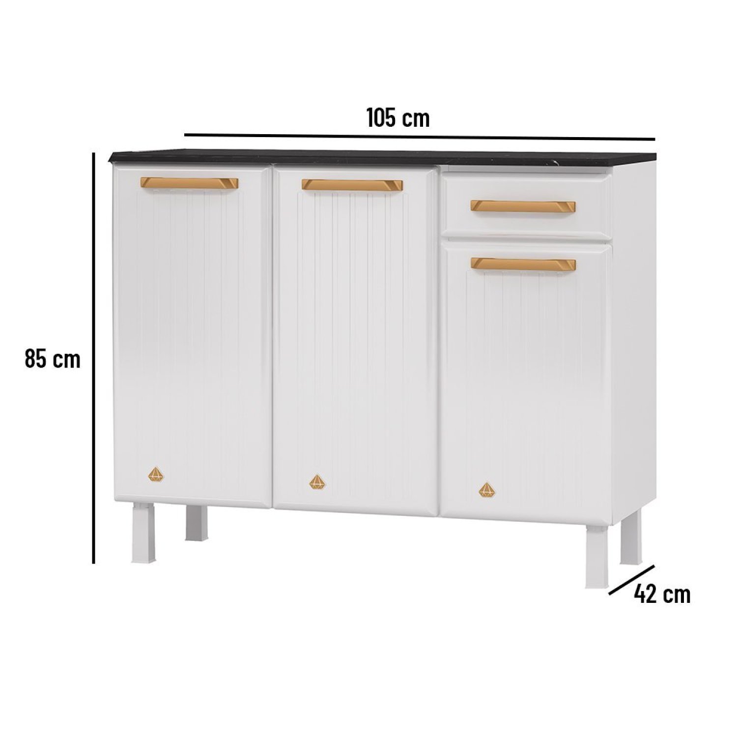 Balcão de Cozinha com Tampo 3 Portas 1 Gaveta Diamante Smart  - 4