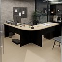 Ver imagem 5 de Conjunto Mesa Conexão em L e Gaveteiro Volante 4 Gavetas 140cm Dubai e Preto Bege