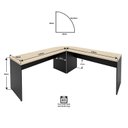 Ver imagem 3 de Conjunto Mesa Conexão em L e Gaveteiro Volante 4 Gavetas 140cm Dubai e Preto Bege
