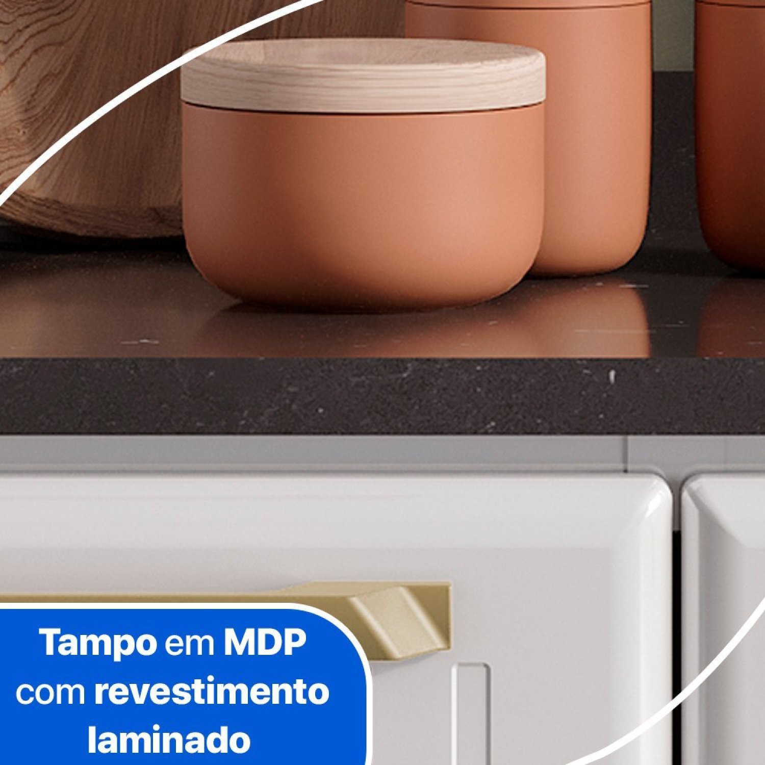 Balcão de Cozinha com Tampo 3 Portas 1 Gaveta Diamante Smart  - 7