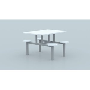 Mesa Refeitório 4 Lugares com Bancos Acoplados