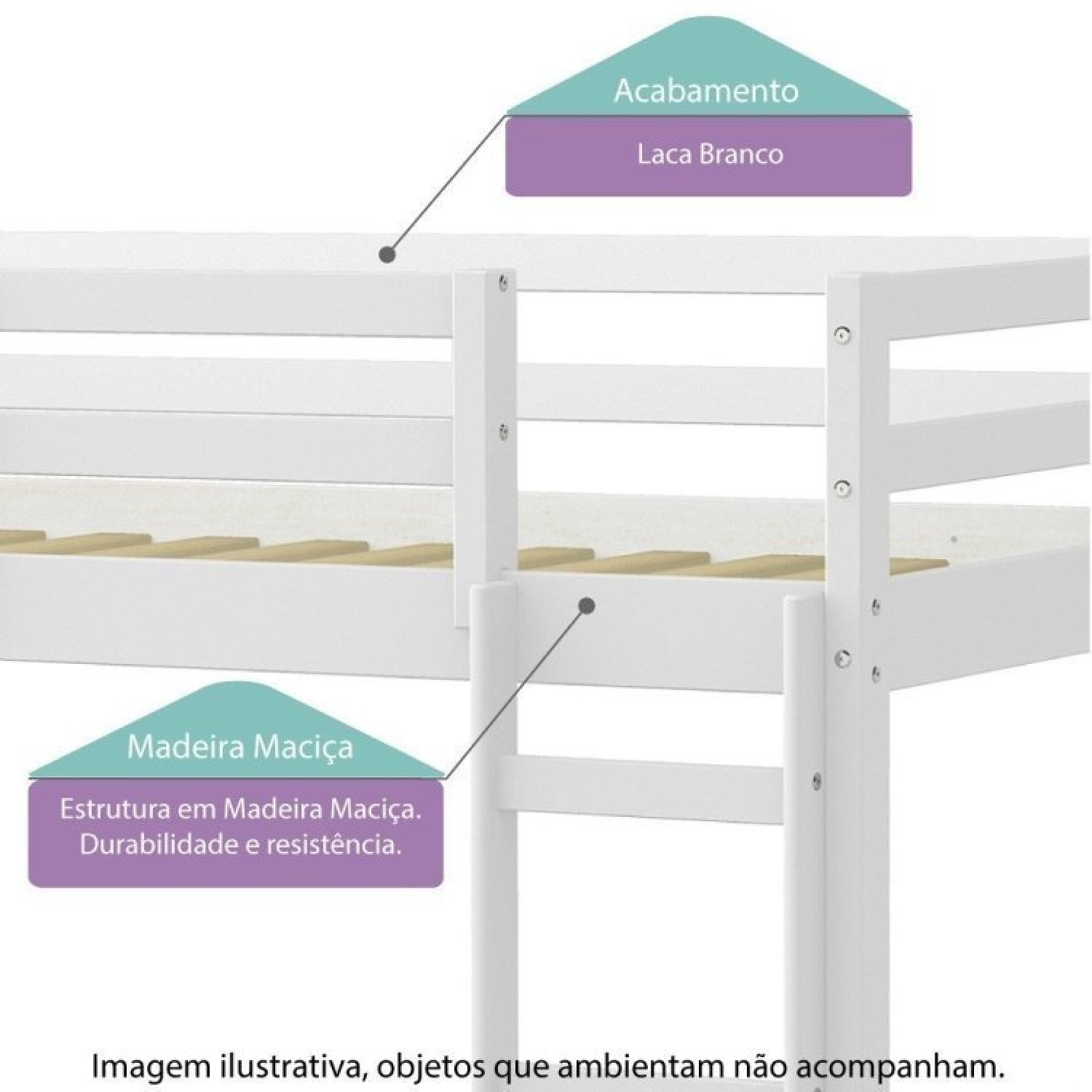 Cama Infantil Prime Alta II com Telhado VI e Tenda Casatema - 2