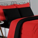 Ver imagem 3 de Kit Edredom Dupla Face + Jogo de Lençol Casal Viúva Nobre 7 Peças Malha 100% Algodão - Vermelho