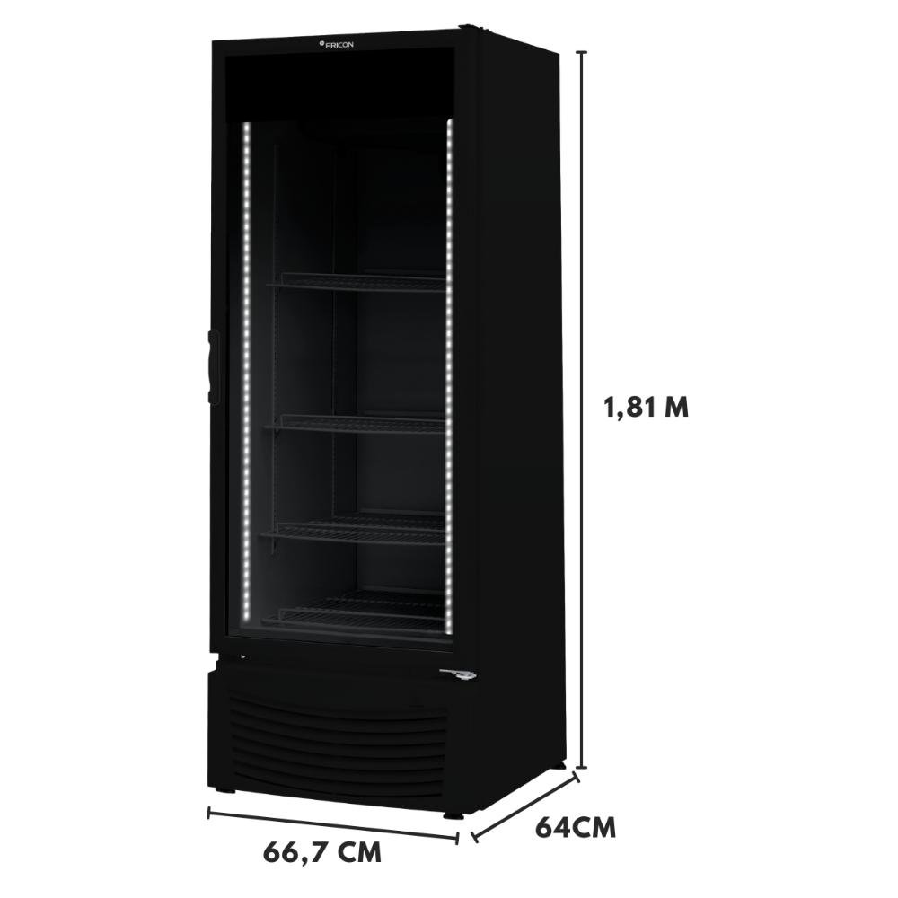 Expositor Conservador Vertical Refrigerador VCFM 402 L Porta De Vidro Total Black Fricon 110 V - 2