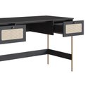 Ver mais imagens de Conjunto Escrivaninha 2 Gavetas e Estante Palhinha Pé Metal Oslo Artesano | Hanover/dourado
