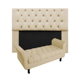 Kit Cabeceira Mirage+calçadeira Grécia King Size 195cm Suede:bege - 1
