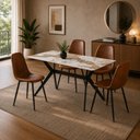 Ver imagem 1 de Kit Mesa de Jantar Pandora 140cm com 4 Cadeiras Charles Marrom Caemmun