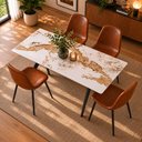 Ver imagem 2 de Kit Mesa de Jantar Pandora 140cm com 4 Cadeiras Charles Marrom Caemmun