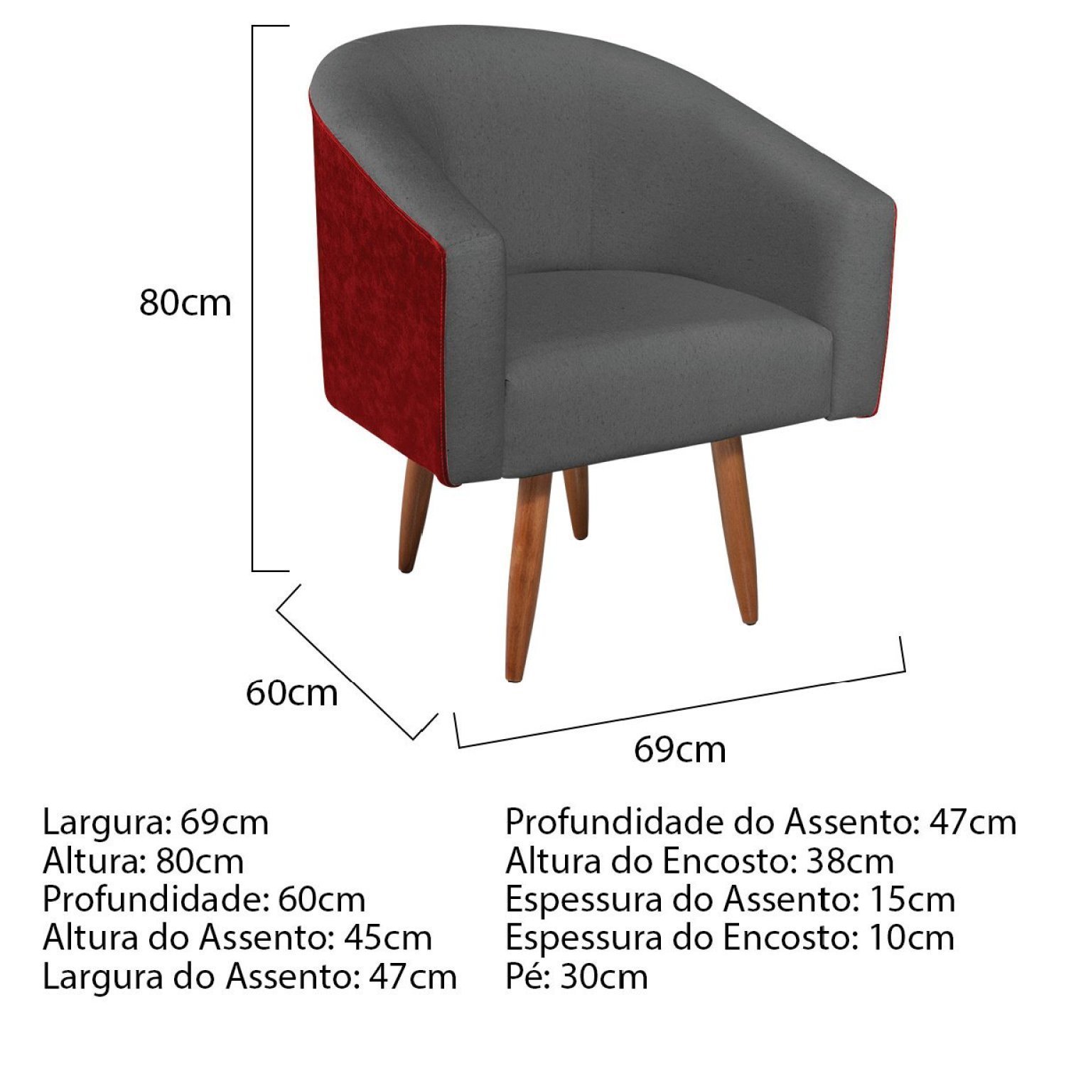 Poltrona Pés Palito Linho Mariana  - 3