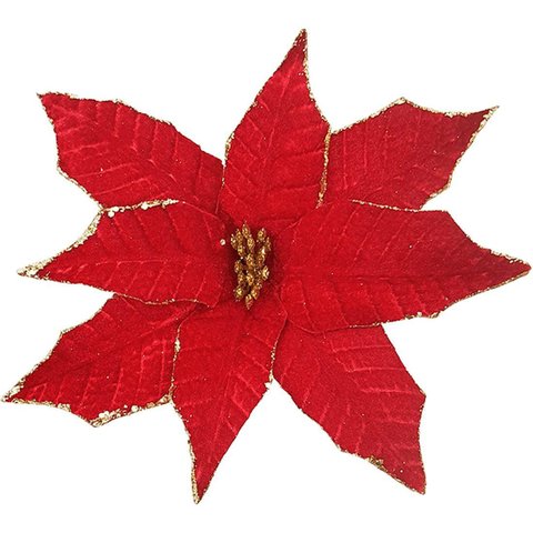 Flores Artificial Camurça Enfeite Árvore Natal 30cm Kit 8pçs
