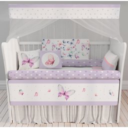 Kit Berço Enxoval de Bebê Borboletas Lilás - 2