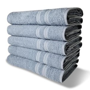 Kit 5 Toalhas de Banho 430g/m² Grande Grossa 80x150cm Itália Soft - Azul Claro