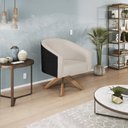 Ver imagem 1 de Poltrona Base Giratória de Madeira Factor Linho Mariana Maranata Estofados