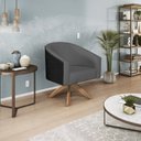 Ver imagem 1 de Poltrona Base Giratória de Madeira Linho Factor Mariana Maranata Estofados