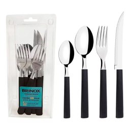 Faqueiro Brinox Aço Inoxidável com Cabos em Polipropileno Rivieira 16 Peças Preto - 3