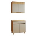 Ver imagem 2 de Cozinha Completa Modulada 2 Peças 4 Portas 1 Gaveta 100% MDF Realeza Premium Bege/Carvalho/Greige