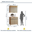 Ver imagem 3 de Cozinha Completa Modulada 2 Peças 4 Portas 1 Gaveta 100% MDF Realeza Premium Bege/Carvalho/Greige