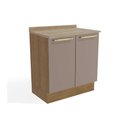 Ver imagem 1 de Gabinete de Cozinha Modulado Balcão Botanic M623 2 Portas C/tampo 80cm Nogueira/fendi/nogueira -