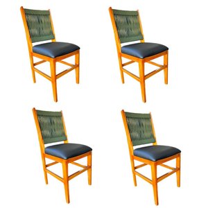 Kit 4 Cadeira Ana Hickmann com Corda Nautica e Estofado