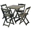 Ver imagem 1 de Mesa Dobrável 70x70 com 4 Cadeiras de Madeira Dobrável Retrátil Preto