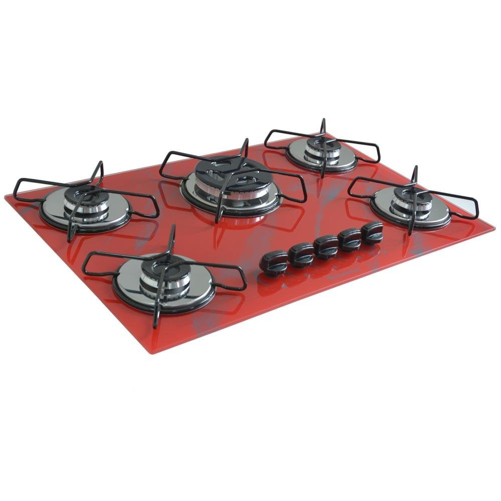 Cooktop 5bocas Tripla Chama 127/220v Marmo Vermelho - 2