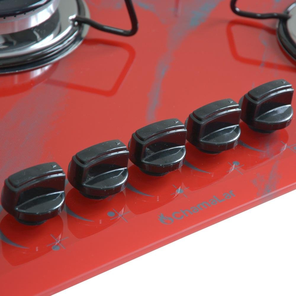 Cooktop 5bocas Tripla Chama 127/220v Marmo Vermelho - 3