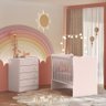 Quarto de Bebê Doce Sonho com Cômoda 777 e Berço Simples 1 Qmovi Rosa Acetinado - 1
