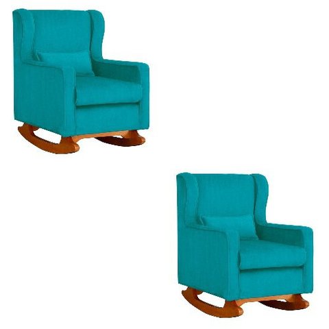 Kit 2 Poltrona Aurora Balanço Vovo Suede Turquesa - Fm