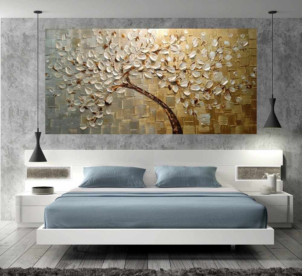 Quadro Pintura Tela Arvores e Flores Modernas Em Altos Relevos 2181: 60cm (A) x 120cm (L) - 5