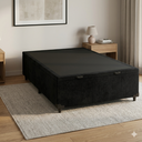 Ver imagem 2 de Cama Box Baú Casal Suede Preto 138x188x40cm com Pistão a Gás e Pés de Madeira