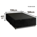 Ver imagem 5 de Cama Box Baú Casal Suede Preto 138x188x40cm com Pistão a Gás e Pés de Madeira