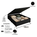Ver imagem 3 de Cama Box Baú Casal Suede Preto 138x188x40cm com Pistão a Gás e Pés de Madeira