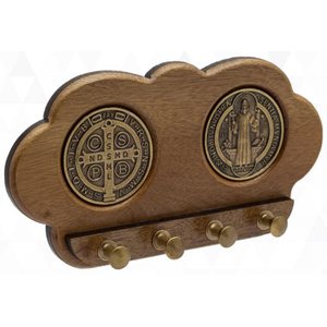 Porta Chaves De Parede Religioso Madeira São Bento