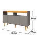 Ver imagem 3 de Buffet Aparador Intense 4 Portas 2 Nichos Retrô Balcão Sala e EscritórioCantinho do Café - Cinza/nature