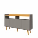 Ver imagem 5 de Buffet Aparador Intense 4 Portas 2 Nichos Retrô Balcão Sala e EscritórioCantinho do Café - Cinza/nature