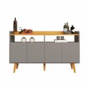 Ver imagem 2 de Buffet Aparador Intense 4 Portas 2 Nichos Retrô Balcão Sala e EscritórioCantinho do Café - Cinza/nature