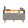 Buffet Intense 4 Portas 2 Nichos Retrô Sala e Escritório - Cinza/nature - 2