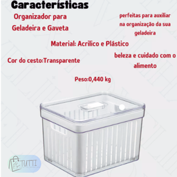 Organizador de Geladeira Quadrado 3,8 Lts Cesto-plastutti - 3