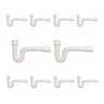 Kit 10 Sifão Sanfonado Branco Cozinha Pia Banheiro Tanque Universal Abs Premium - 1