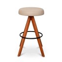 Ver imagem 2 de Kit de Duas Banquetas de Bar Giratória Estofada Base Madeira Maciça Hope Courino Bege
