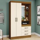 Ver imagem 1 de Guarda-Roupa Solteiro Peter 2 Portas 3 Gavetas Nature/Off White - Bci Móveis