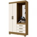 Ver imagem 2 de Guarda-Roupa Solteiro Peter 2 Portas 3 Gavetas Nature/Off White - Bci Móveis