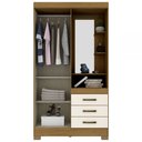 Ver imagem 3 de Guarda-Roupa Solteiro Peter 2 Portas 3 Gavetas Nature/Off White - Bci Móveis