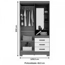 Ver imagem 4 de Guarda-Roupa Solteiro Peter 2 Portas 3 Gavetas Nature/Off White - Bci Móveis