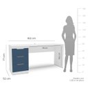 Ver imagem 4 de Mesa Escrivaninha Madri Escritório 3 Gavetas 163x77cm Azul/Branco 250705