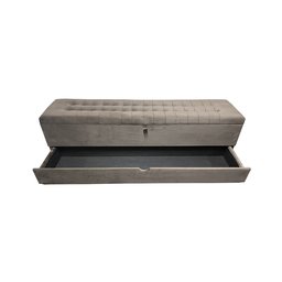 RECAMIER PUFF BAÚ SAPATEIRA COM GAVETA 1,58 CM PARA CAMA BOX QUEEN SIZE - MARROM - 1
