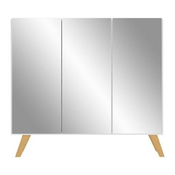 Sapateira Retrô com Espelho 3 Portas Nina Multimóveis MP6022 Branca/Natural - 6