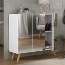 Ver imagem 1 de Sapateira Retrô com Espelho 3 Portas Nina Multimóveis MP6022 Branca/Natural